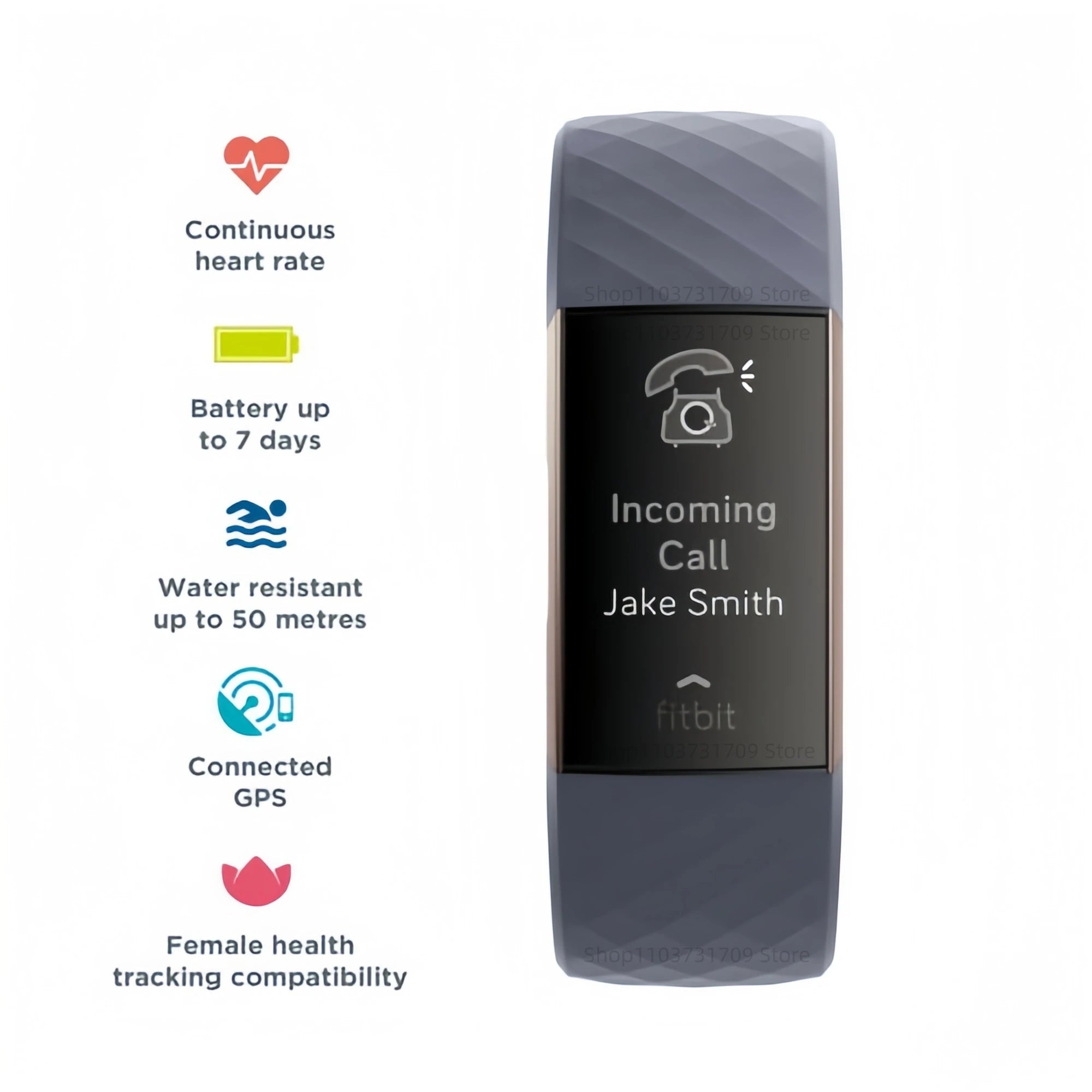 Fitbit Charge 3 Fitness Tracker Smart Watch Heart Rate Monitor Sleep Steps Exercise Waterproof Band for Men Women Health Sports