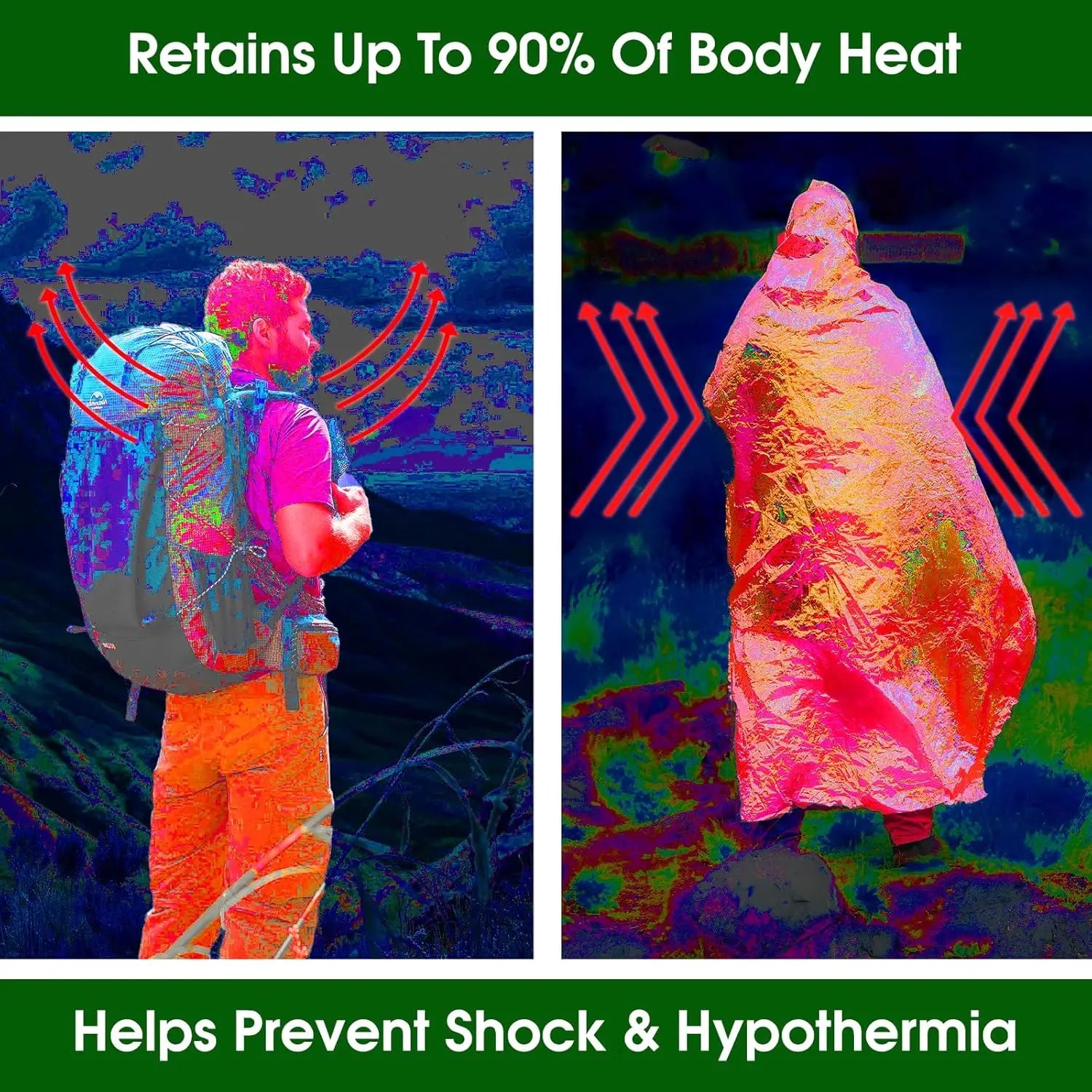 4-Pack Thermal Emergency Blankets, 130x210cm Large Insulating Rescue Sheet for Outdoor Camping, Hiking, Car Survival Kit