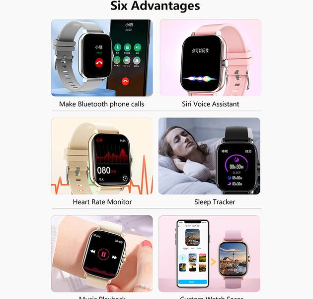 1.83'' Sports Smart Watch Fitness Clock Health Monitor Waterproof Smartwatch Wireless Call Watches for Men Women IOS Xiaomi 2025