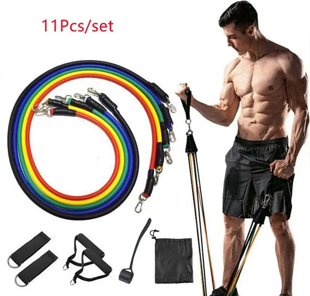 11pcs TPE Resistance Bands Set, Resistance Bands With Door Anchor, Handles, Carry Bag, Legs Ankle Straps, Exercise Bands