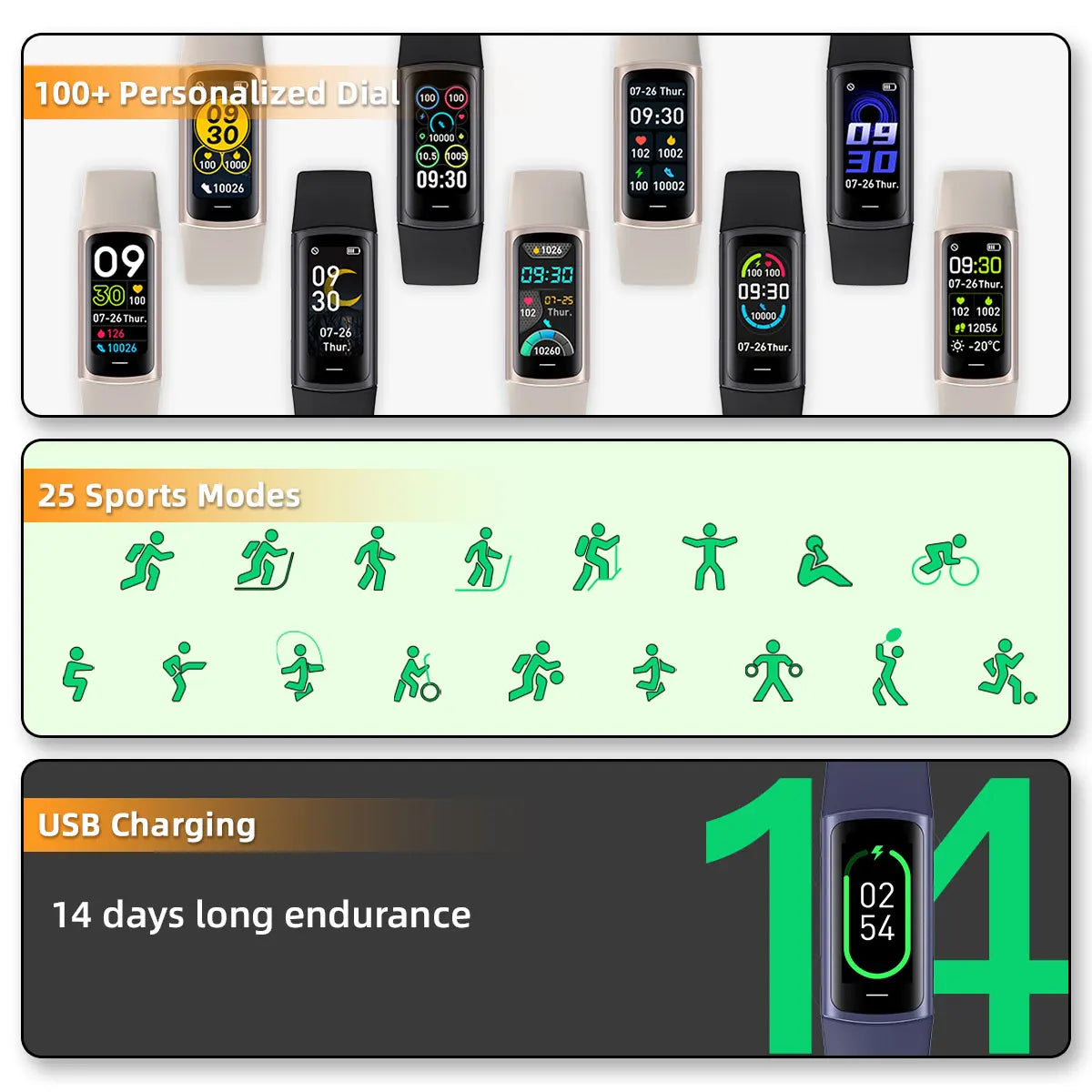 2025 Sport Smart Bracelet Fitness Tracker For Man Women Waterproof Sport Tracker Health Monitoring Smart Watch For Android IOS