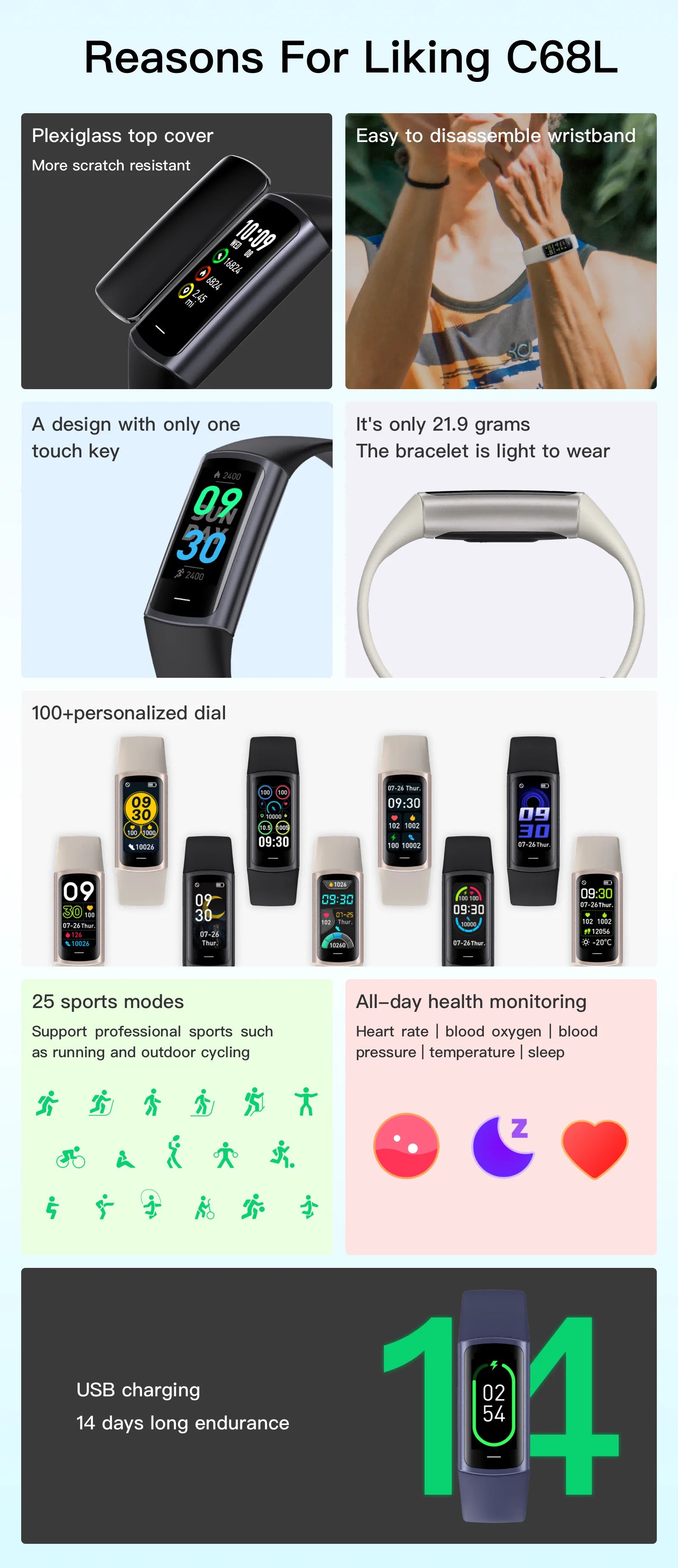 2025 Sport Smart Bracelet Fitness Tracker For Man Women Waterproof Sport Tracker Health Monitoring Smart Watch For Android IOS