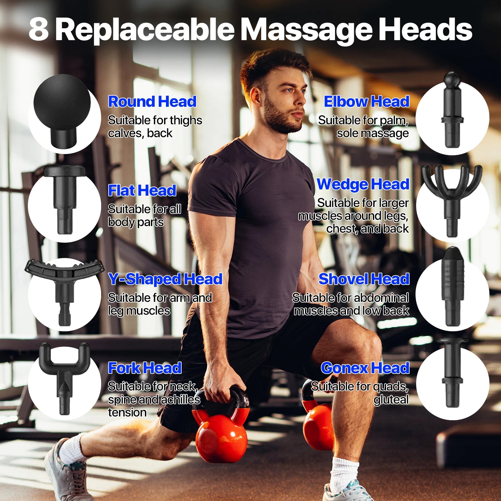 Massage  gun，Deep Tissue Massager Gun ，Percussion Massager for Pain Relief with 8 Massage Heads &99 Speeds