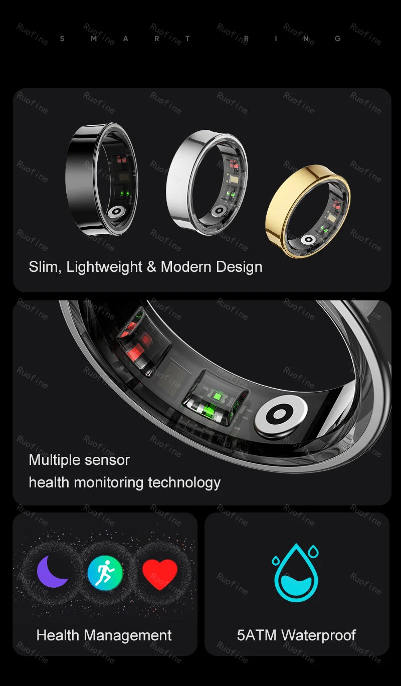 Qring R09 R06 Fitness Tracker Waterproof Connected Ring Man Remote Control Electronic Swimming Pool New Arrival Smartring 2024