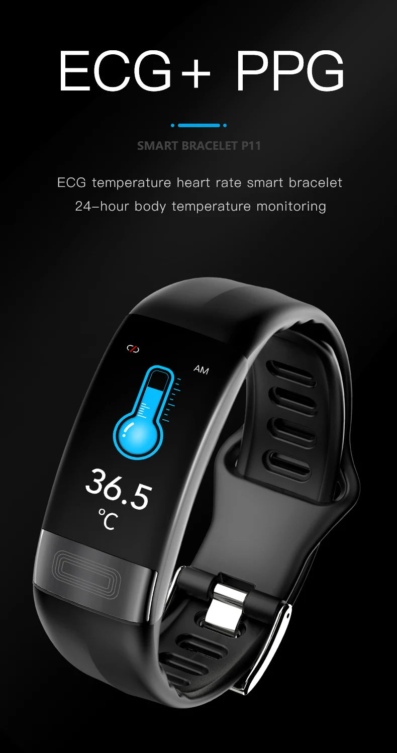 ECG+PPG Smart Wristband Fitness Tracker for Women Men Calorie Blood Pressure Waterproof Sport Smartband Health Smartwatch