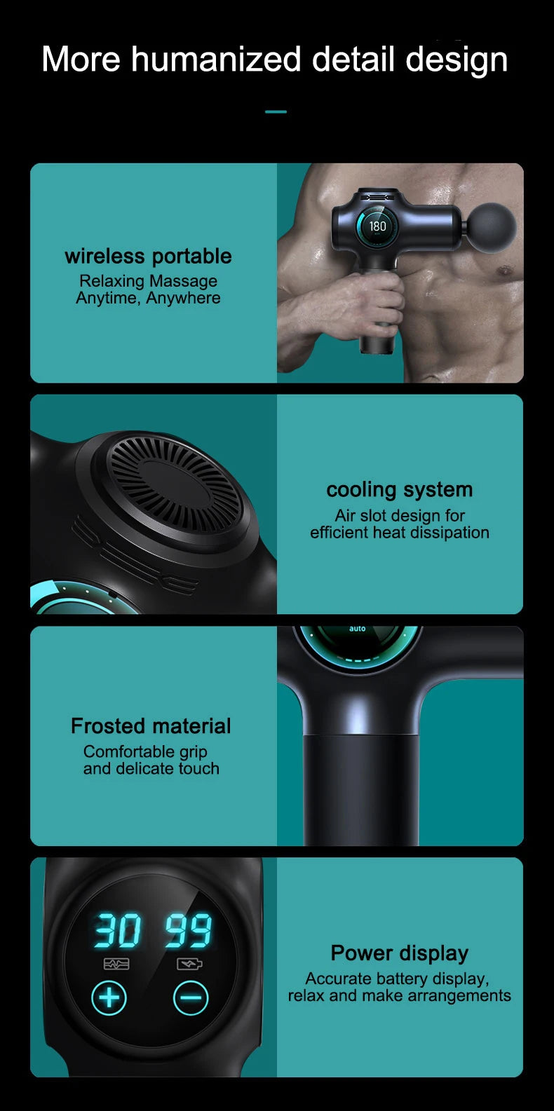 Massage  gun，Deep Tissue Massager Gun ，Percussion Massager for Pain Relief with 8 Massage Heads &99 Speeds
