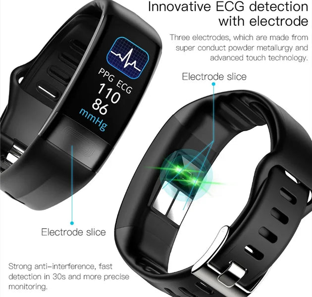 ECG+PPG Smart Wristband Fitness Tracker for Women Men Calorie Blood Pressure Waterproof Sport Smartband Health Smartwatch