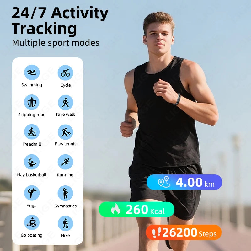 New Smart Bracelet Sport Fitness Tracker Heart Rate Blood Oxygen Monitor Pedometer Call Reminder Smartwatch Band for Men Women