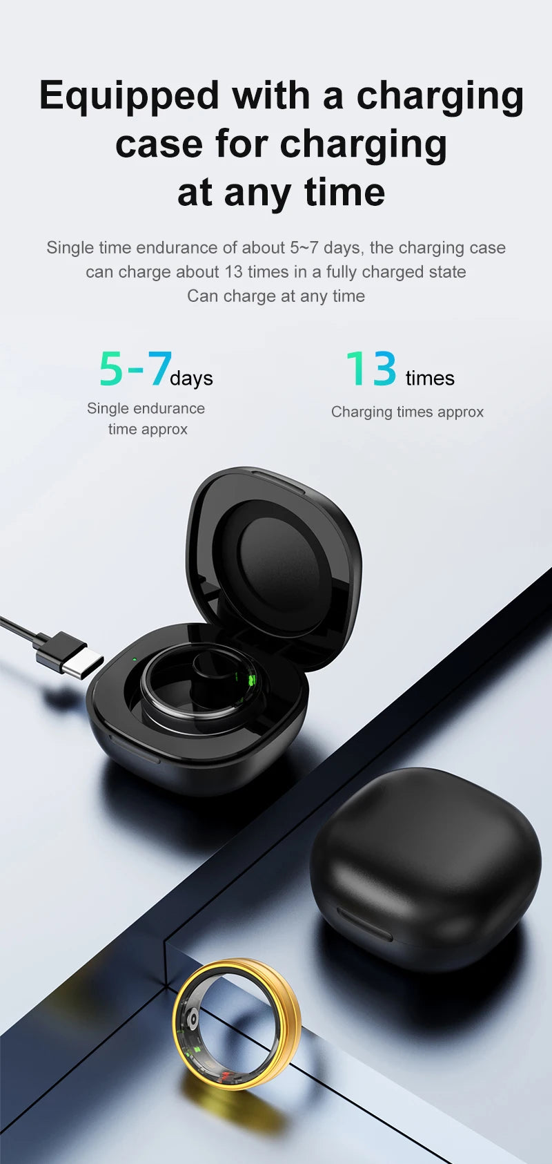 2025 New R06 Smart Ring Sport Smartring with Charging Case 5ATM Waterproof Fitness Tracker Electronic Rings for Man Woman Xiaomi
