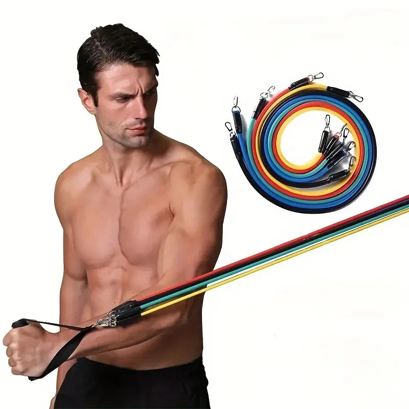 11pcs TPE Resistance Bands Set, Resistance Bands With Door Anchor, Handles, Carry Bag, Legs Ankle Straps, Exercise Bands