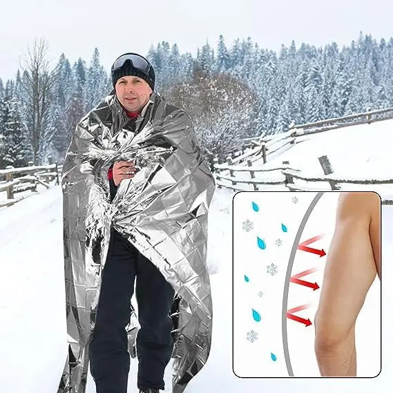 4-Pack Thermal Emergency Blankets, 130x210cm Large Insulating Rescue Sheet for Outdoor Camping, Hiking, Car Survival Kit