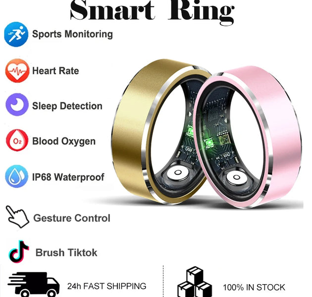 New Smart Fitness Ring with Gesture Control,Heart rate,Blood oxygen,Blood pressureSleep,Steps,Distance,Calories For Android IOS