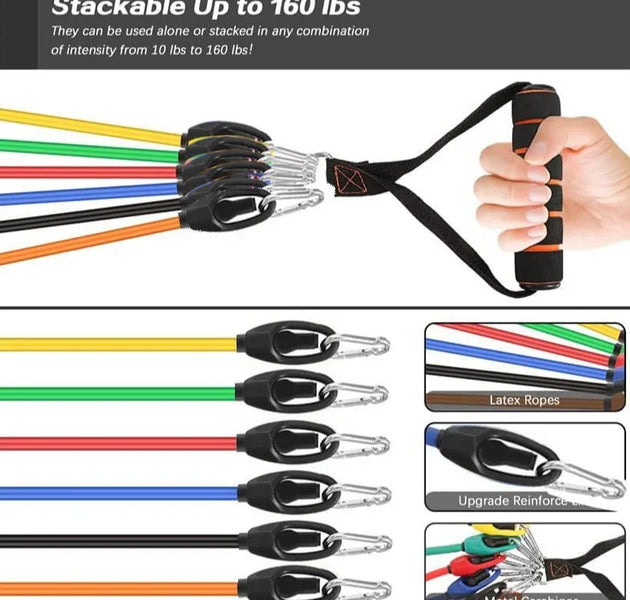 Resistance Bands Set Exercise Bands with Door Anchor Legs Ankle Straps for Resistance Training Physical Therapy Home Workouts