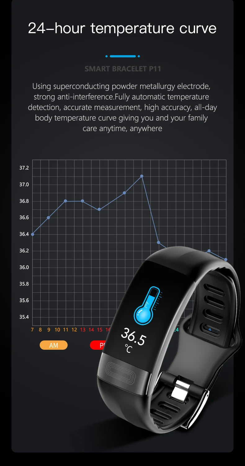 ECG+PPG Smart Wristband Fitness Tracker for Women Men Calorie Blood Pressure Waterproof Sport Smartband Health Smartwatch