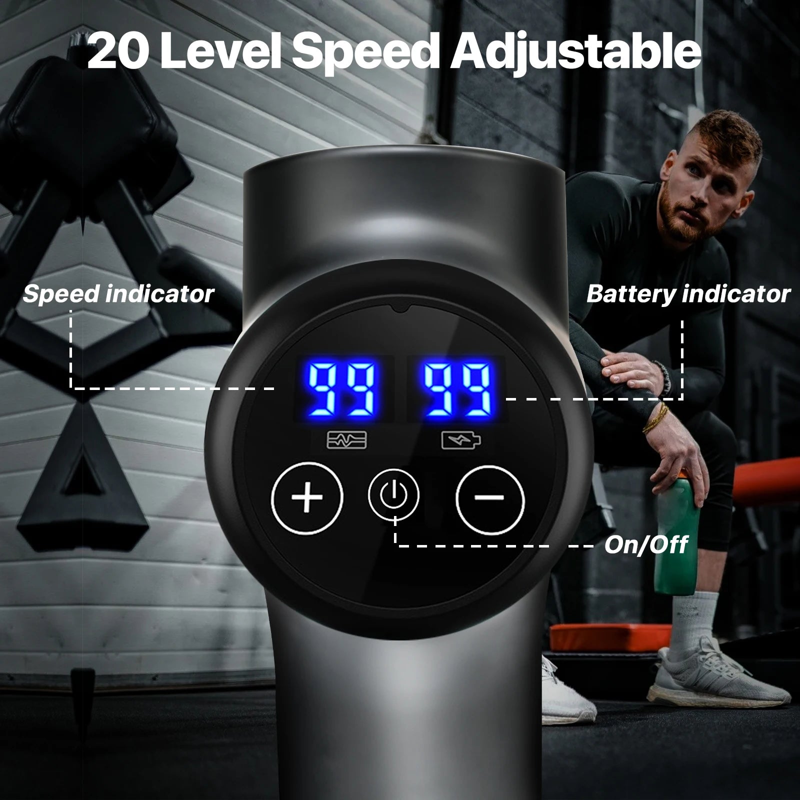Massage  gun，Deep Tissue Massager Gun ，Percussion Massager for Pain Relief with 8 Massage Heads &99 Speeds