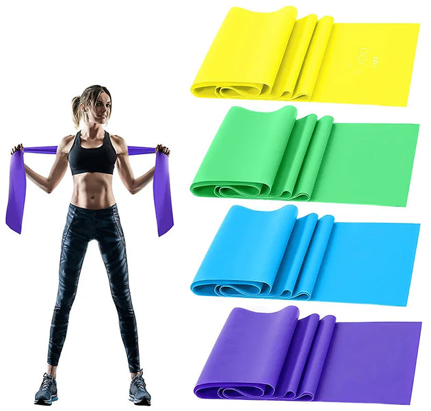 Resistance Bands Set TPE Elastic Band 4 Resistance Levels Exercise Workout Recovery Fitness Yoga Pilates Rehab Strength Training