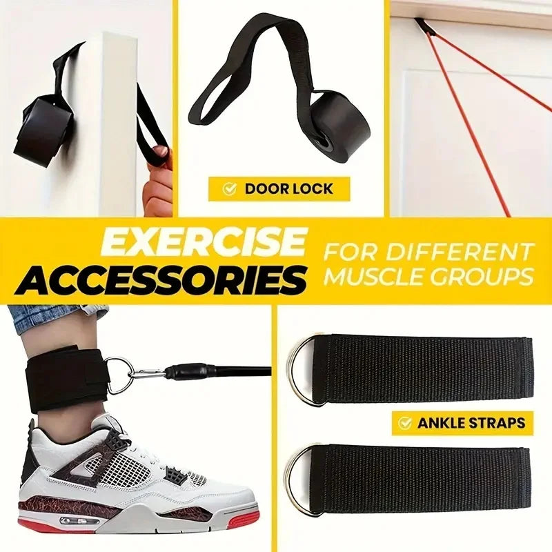 11pcs TPE Resistance Bands Set, Resistance Bands With Door Anchor, Handles, Carry Bag, Legs Ankle Straps, Exercise Bands