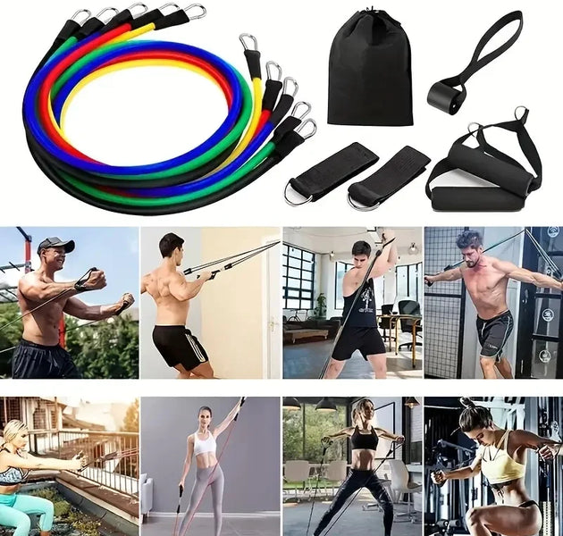 11pcs TPE Resistance Bands Set, Resistance Bands With Door Anchor, Handles, Carry Bag, Legs Ankle Straps, Exercise Bands