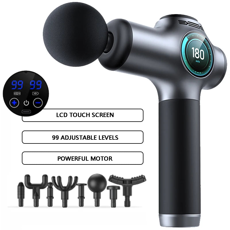 Massage  gun，Deep Tissue Massager Gun ，Percussion Massager for Pain Relief with 8 Massage Heads &99 Speeds